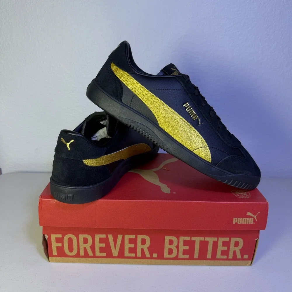 Puma Club 5v5 Sparkle Womens Sneakers Shoes Black Gold Glitter 406706 01 Size 10
